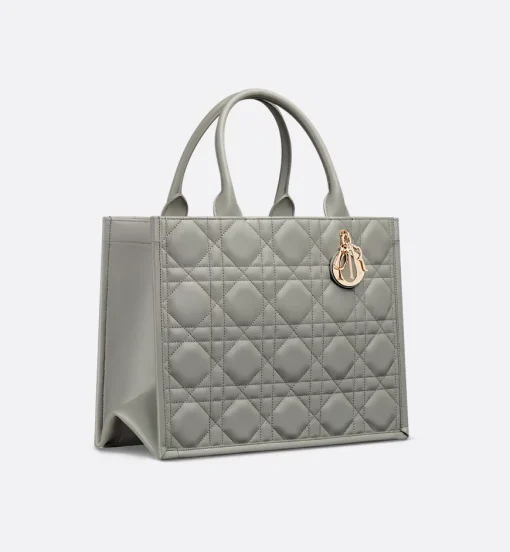 Dior Book Tote Stone Gray Macrocannage Calfskin