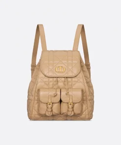 Dior Medium Caro Backpack Biscuit