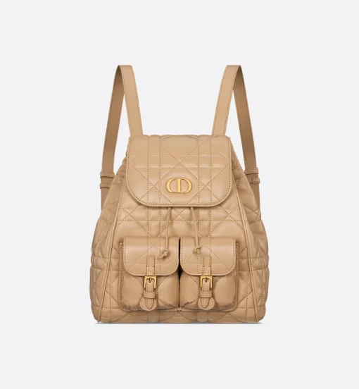 Dior Medium Caro Backpack Biscuit