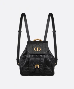 Dior Small Caro Backpack Macrocannage Black