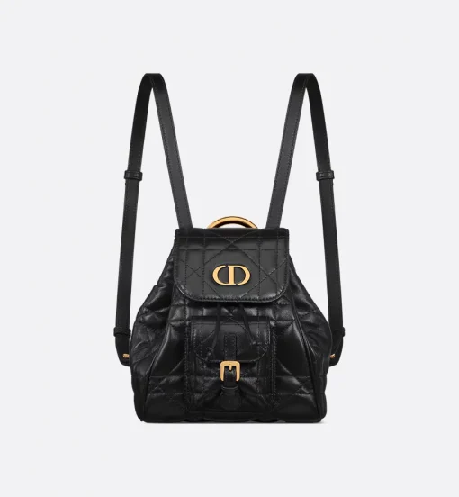 Dior Small Caro Backpack Macrocannage Black