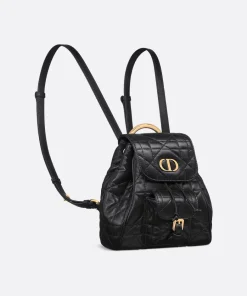 Dior Small Caro Backpack Macrocannage Black