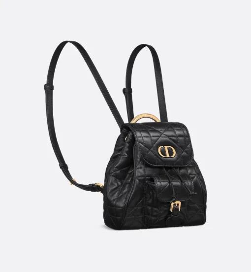 Dior Small Caro Backpack Macrocannage Black