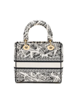 DIOR MEDIUM LADY D-LITE BAG DE PARIS BLACK/WHITE