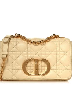 DIOR Calfskin Cannage Small Caro Bag Pale Yellow