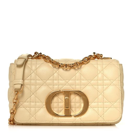 DIOR Calfskin Cannage Small Caro Bag Pale Yellow