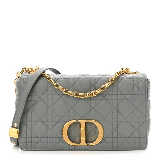 DIOR Calfskin Cannage Medium Caro Bag Grey